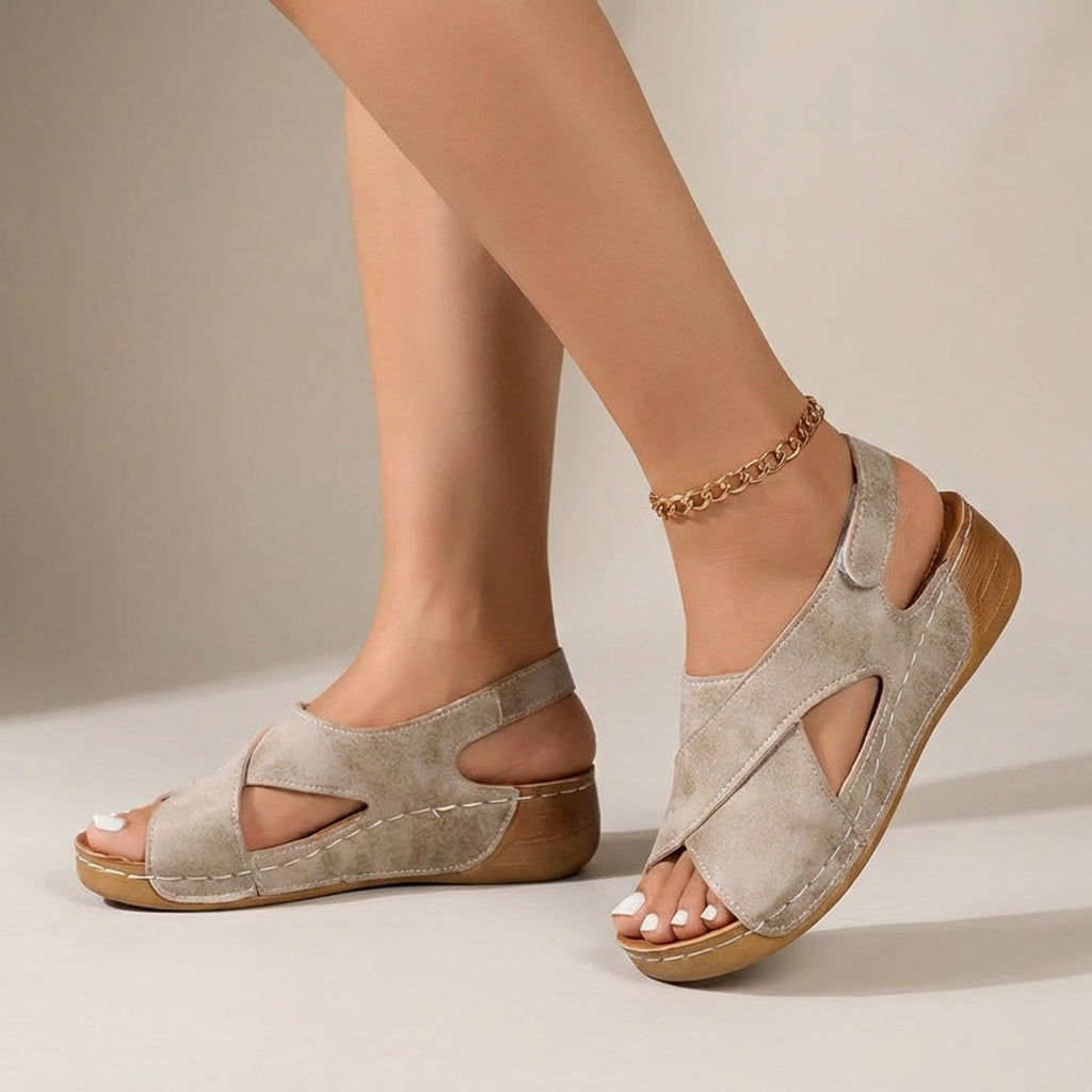 Women's Orthopedic Criss-Cross Slingback Wedge Sandals