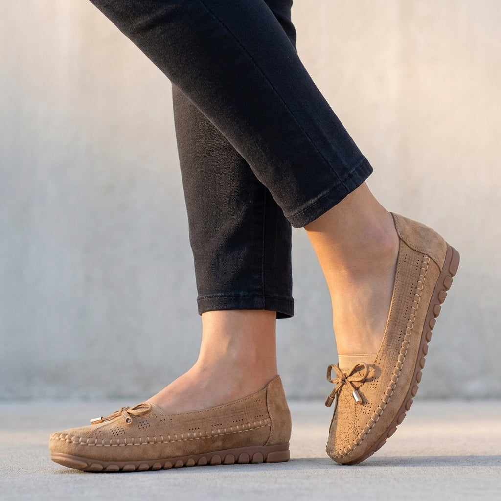 Women's Orthopedic Perforated Bow Detail Comfort Loafers