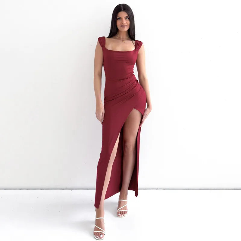 Women's Sleeveless Square-Neck Bodycon Maxi Dress