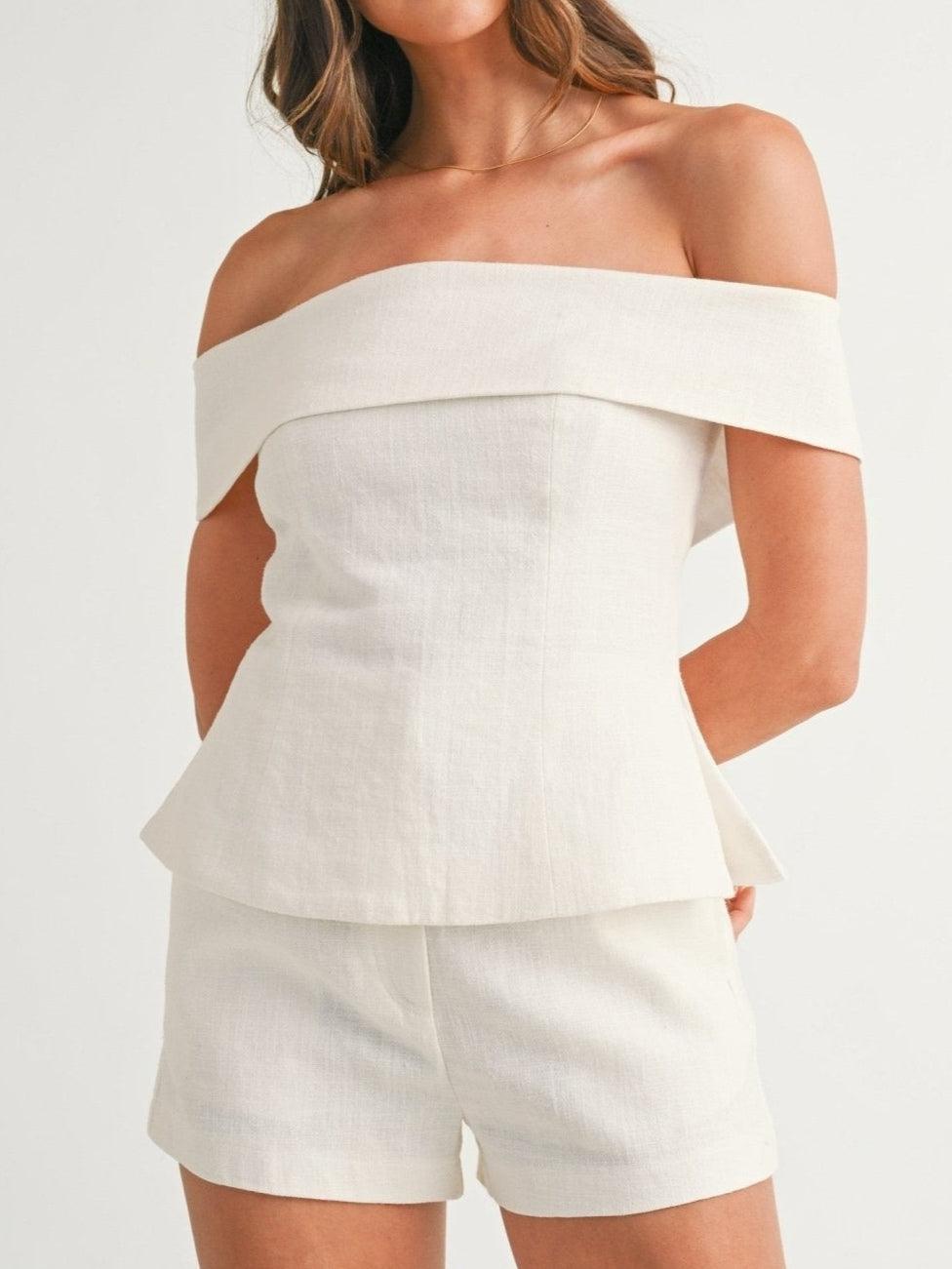 Women's Strapless Crop Top Summer Co-ord Set