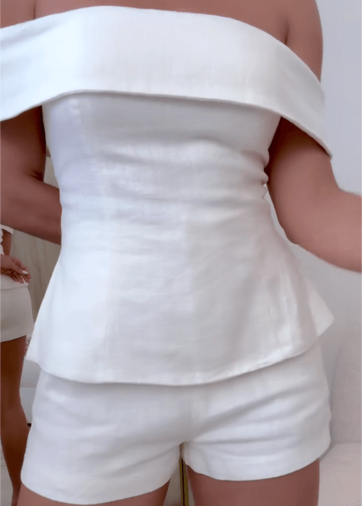 Women's Strapless Crop Top Summer Co-ord Set