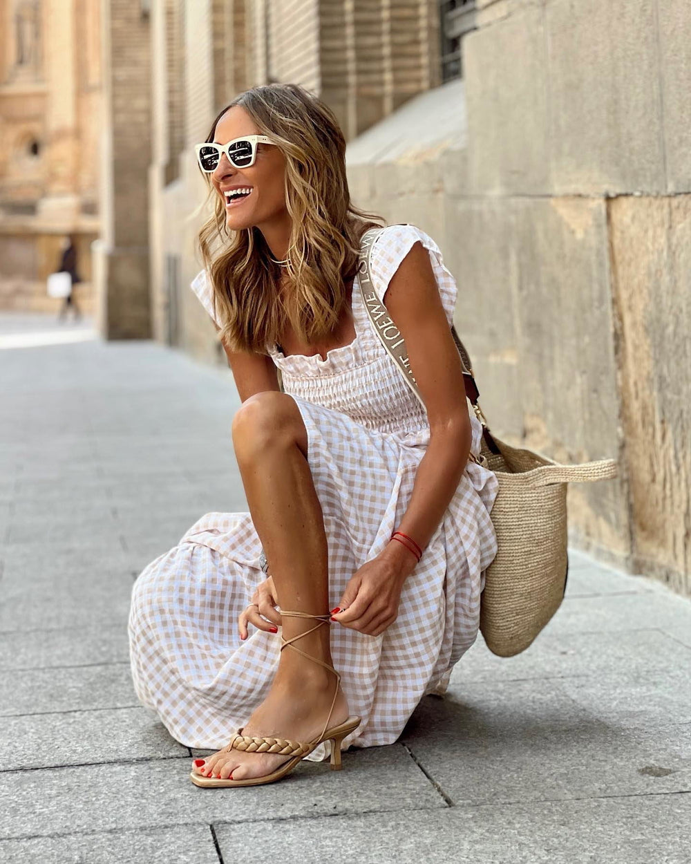 Women's Summer Square-Neck Tiered Maxi Sundress