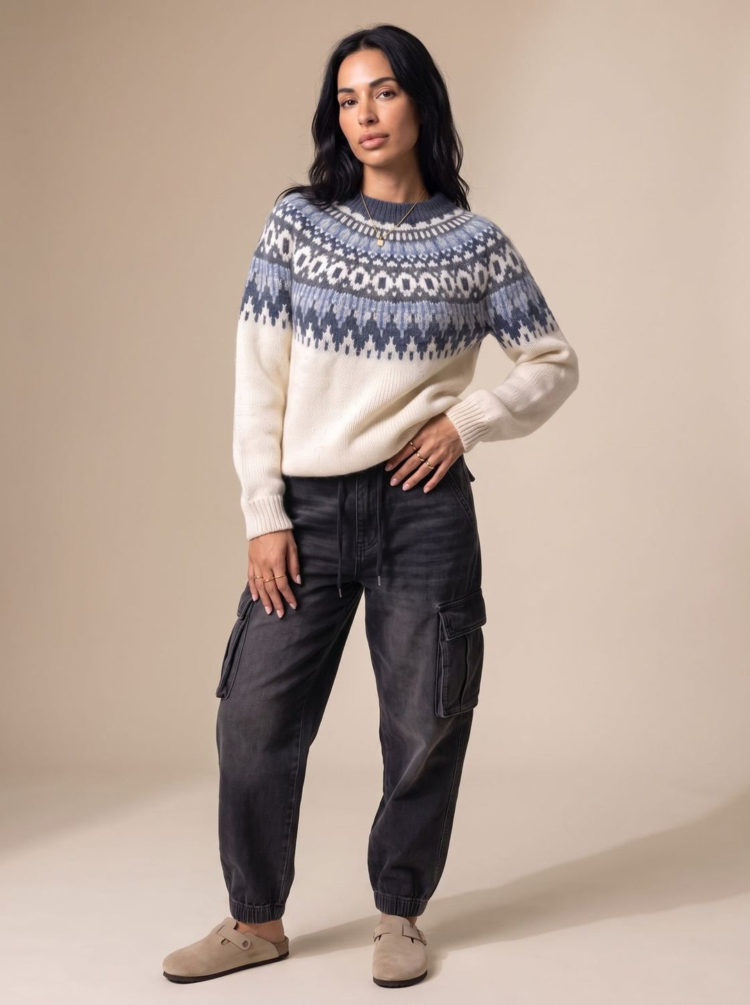 Elfriede | Damen Weihnachtspullover Fair-Isle Strickpullover Nordisches Muster