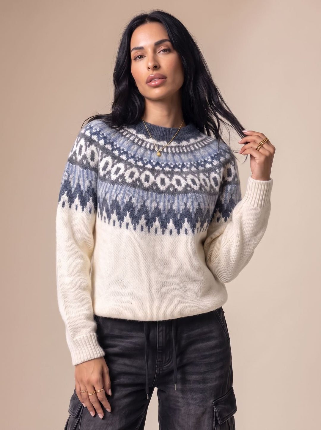 Elfriede | Damen Weihnachtspullover Fair-Isle Strickpullover Nordisches Muster