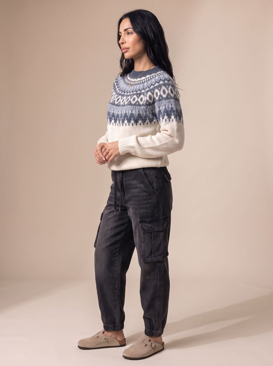 Elfriede | Damen Weihnachtspullover Fair-Isle Strickpullover Nordisches Muster